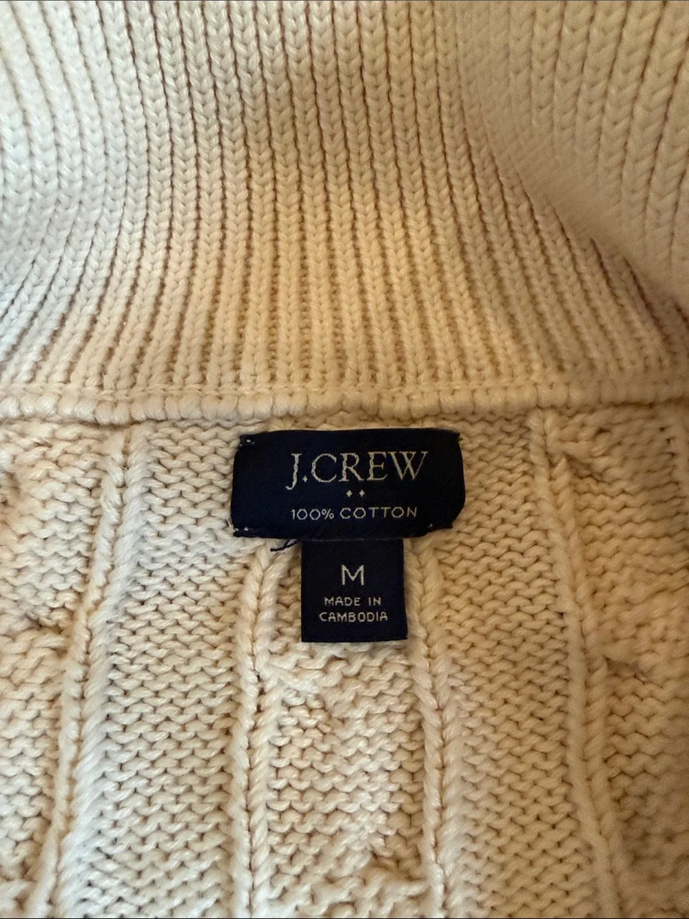 J. Crew Men's Cable Knit Half-Zip Sweater in Cream